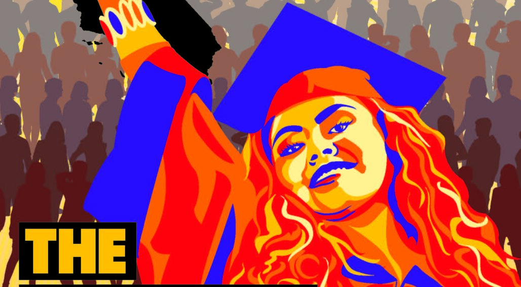 The Majority Report cover showing graduate with her fist up