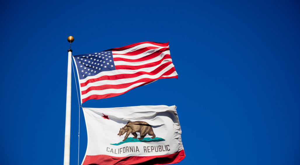 California and USA flags